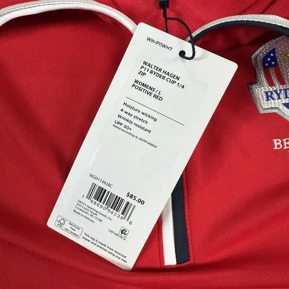 NWT Walter Hagen Women's 1/4 Zip Performance 2025 Ryder Cup PGA Size Large Red - Picture 6 of 10